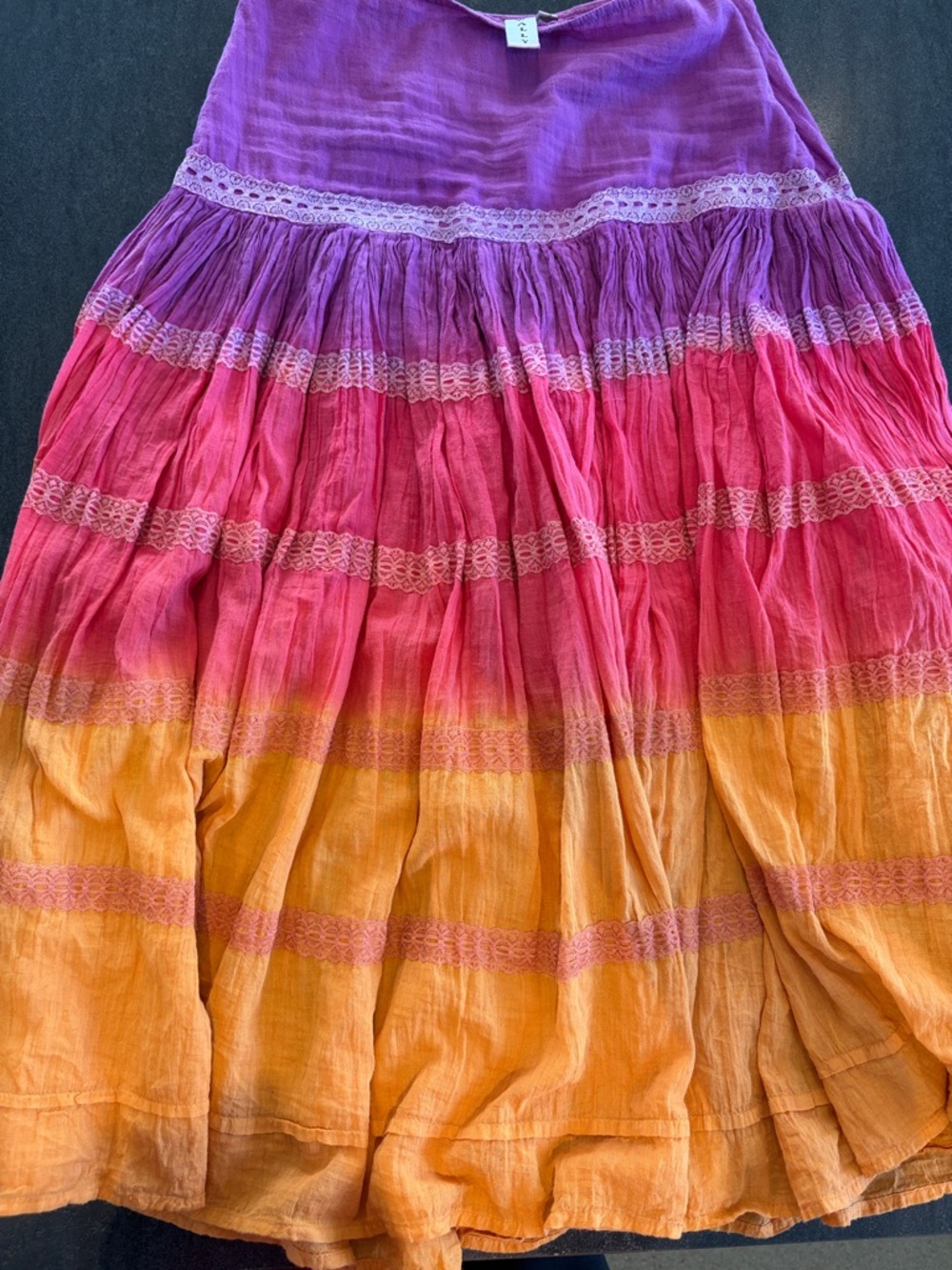 Purple-Pink-Orange Tiered Maxi Skirt WALLY S